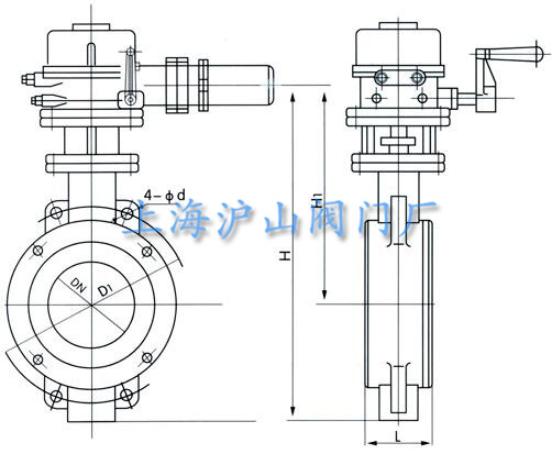 D973W-16P電動對夾硬密封蝶閥結(jié)構(gòu)圖 D973W-16P電動對夾硬密封蝶閥結(jié)構(gòu)圖
