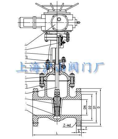 Z941H-16C電動(dòng)法蘭閘閥結(jié)構(gòu)圖